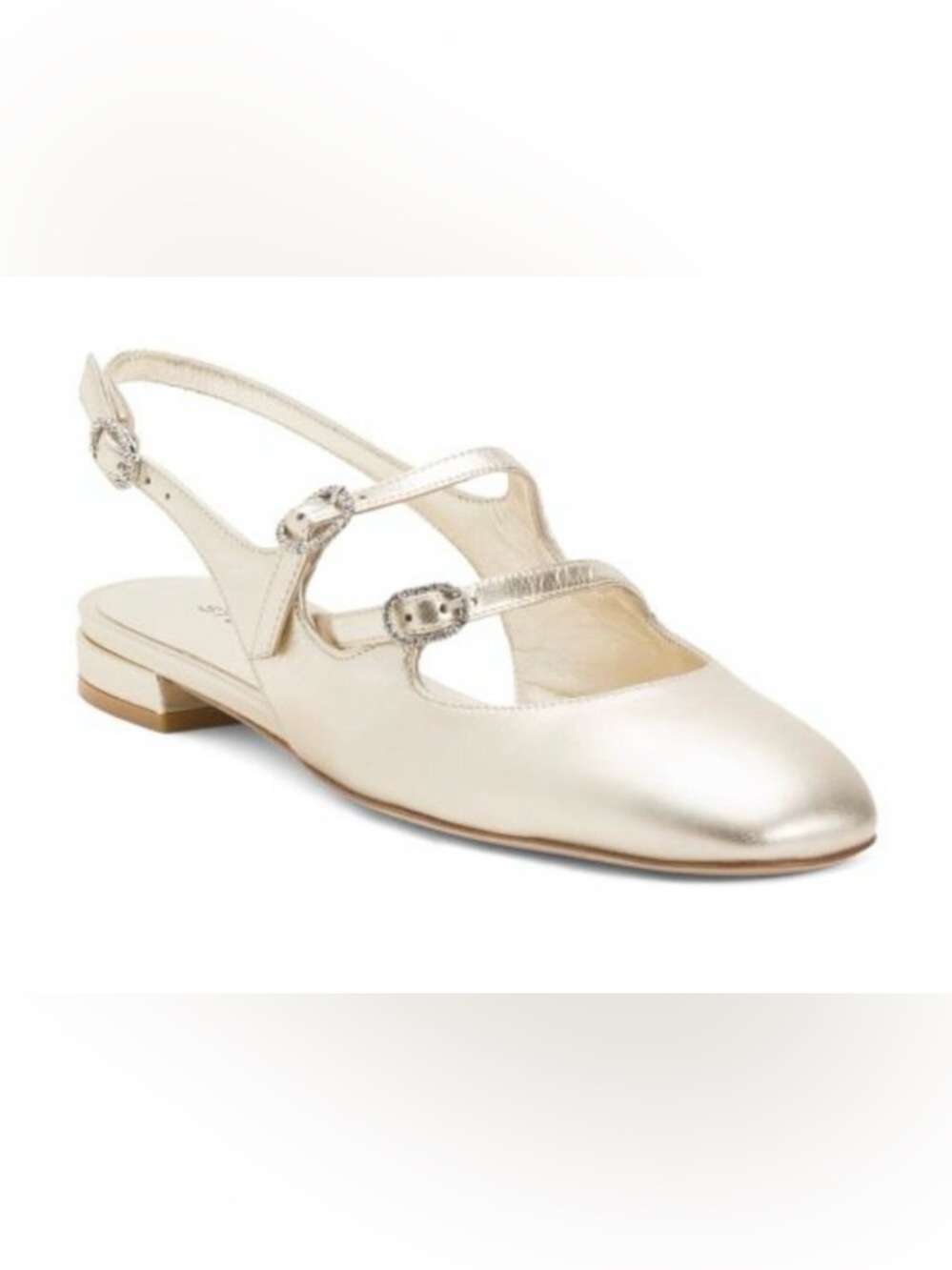 Stuart Weitzman Metallic Gold Mary Jane Flats